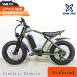 20 Inch 7 Speed Mountain Electric Bike  SMLRO E6 Fat Snow Bike with 48V 500W Rear Hub Motor and Disc Brake System  Road bikes Fat Snow Bike