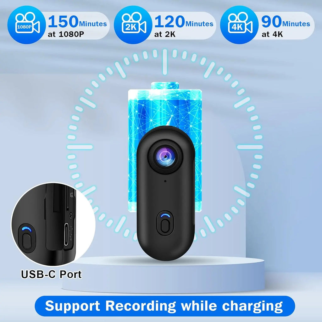 JETO H88 Mini 4K WiFi Body Camera with Magnetic Clip