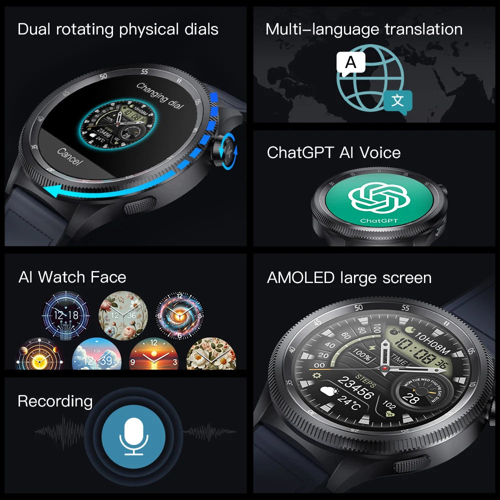 KUMI Gear GT3 Smart Watch 1.43 Inch Amoled Screen SmartWatch AI Voice Assistant Bluetooth Call Sport Watch 10 Days Battery Life