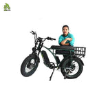 YQEBIKES High-End 20inch Dual Drive 7 Speed Lithium EBike Double Battery Vintage Electric Bicycle 2000W45Ah with Rear Bracket