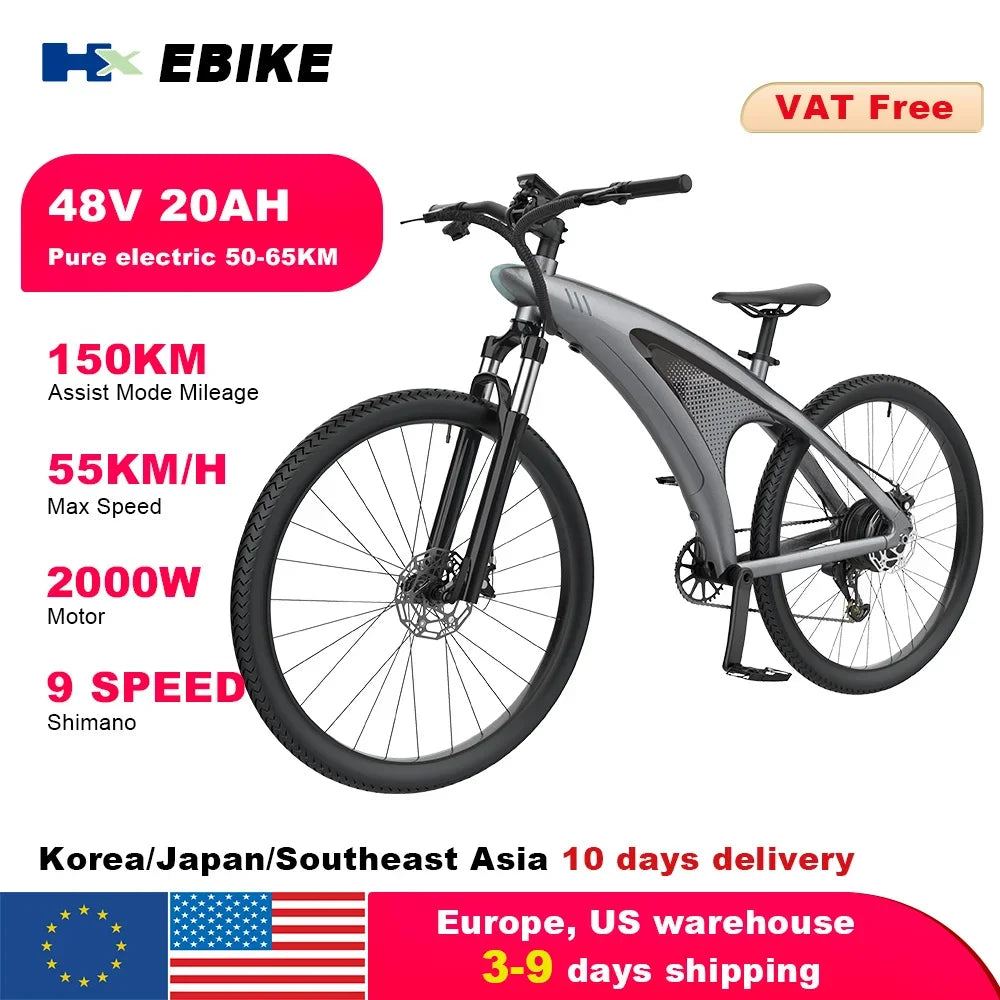 HX Q5 Ebikes 2000W Adults Electric Bike Bicycle 2000W 48V 20AH 27.5 Inch Off-Road Tire Electric E Bikes Mountain Ebike