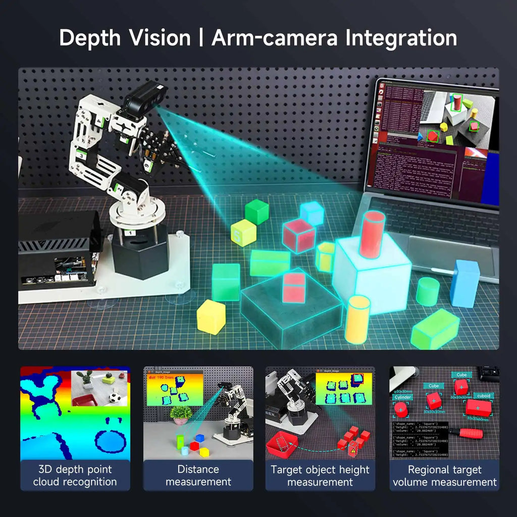 DOFBOT PRO 6DOF Robotic Arm ROS Python Programming Learning Kit with 3D Deep Point Cloud Recognition Gripping for Jetson Orin