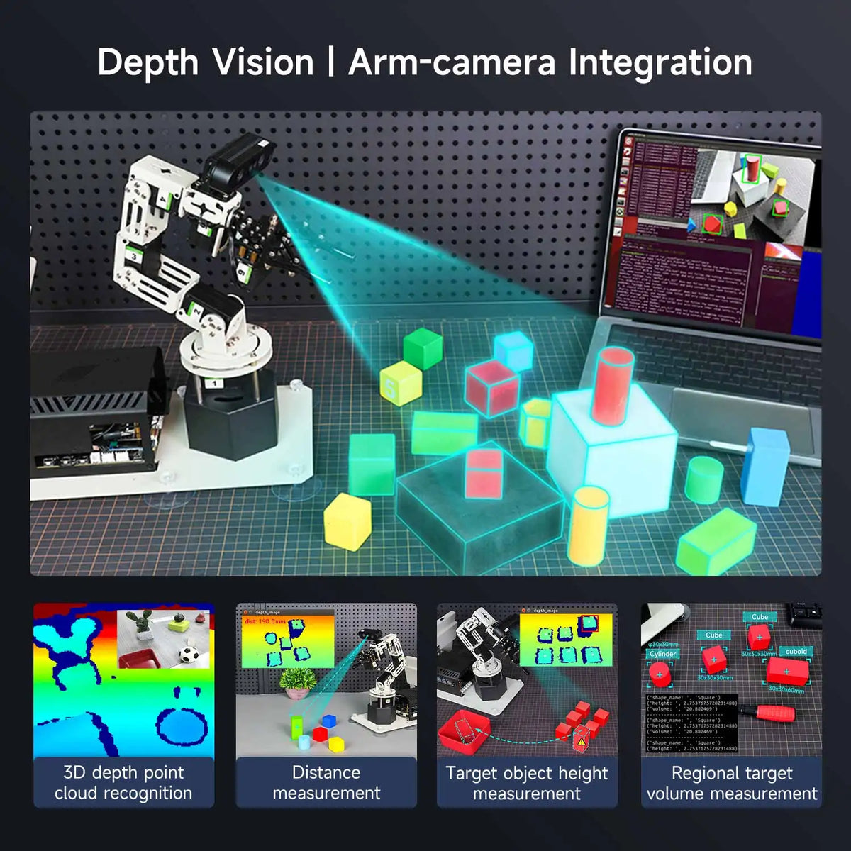 DOFBOT PRO 6DOF Robotic Arm ROS Python Programming Learning Kit with 3D Deep Point Cloud Recognition Gripping for Jetson Orin