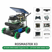 ROSMASTER X3 ROS2 Robot Mecanum Wheel Aluminum Alloy Frame Autopilot Lidar Mapping for Jetson NANO Orin NX Orin NANO RaspberryPi