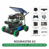 ROSMASTER X3 ROS2 Robot Mecanum Wheel Aluminum Alloy Frame Autopilot Lidar Mapping for Jetson NANO Orin NX Orin NANO RaspberryPi