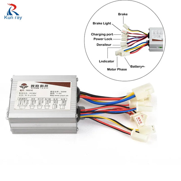 Electric Bike Motor Brushed Controller 24V/36V/48V 250W/350W/500W/800W DC Electric Controller E-scooter Part  Ebike Accessories