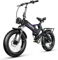 EUY K6T Unibody Magnesium Alloy 1000W 48V 16AH Folding Electric Bicycles, 20" Fat Tire Full Suspension Electric Bike for Adults