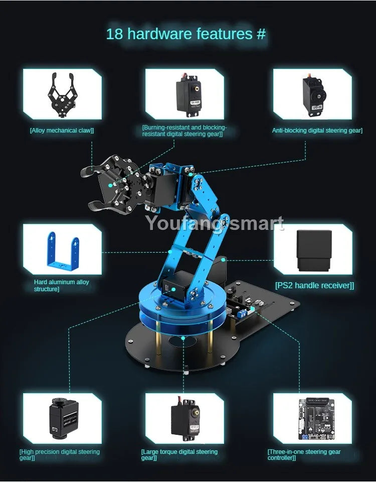 NANO/STM32 6 DOF Robot Metal Alloy Mechanical Arm for Arduino Robot DIY Kit to Ps2/Somatosensory Gloves Programmable Robot Arm