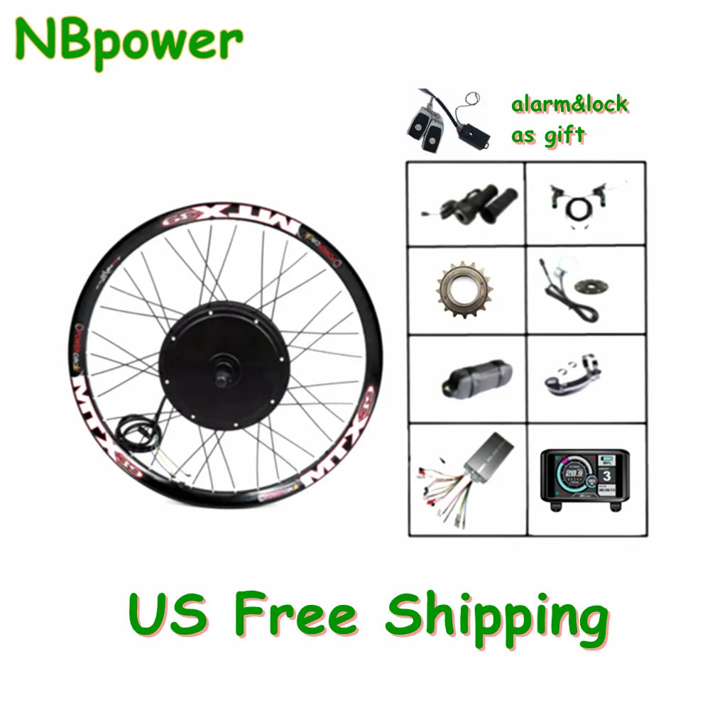 NBpower 72V 3000W 135mm Dropout Electric Bike Brushless Hub Motor Wheel Kit Elike Conversion Kit with Sine Wave Controller