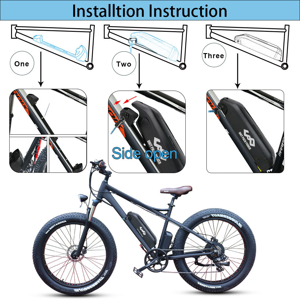 UPP Hailong EBike Battery with Samsung 18650 Cells for 350W 500W 750W 1000W Motor - 36V 13Ah 15Ah 17.5Ah or 48V 12Ah 14Ah  Electric Bikes Battery Pack