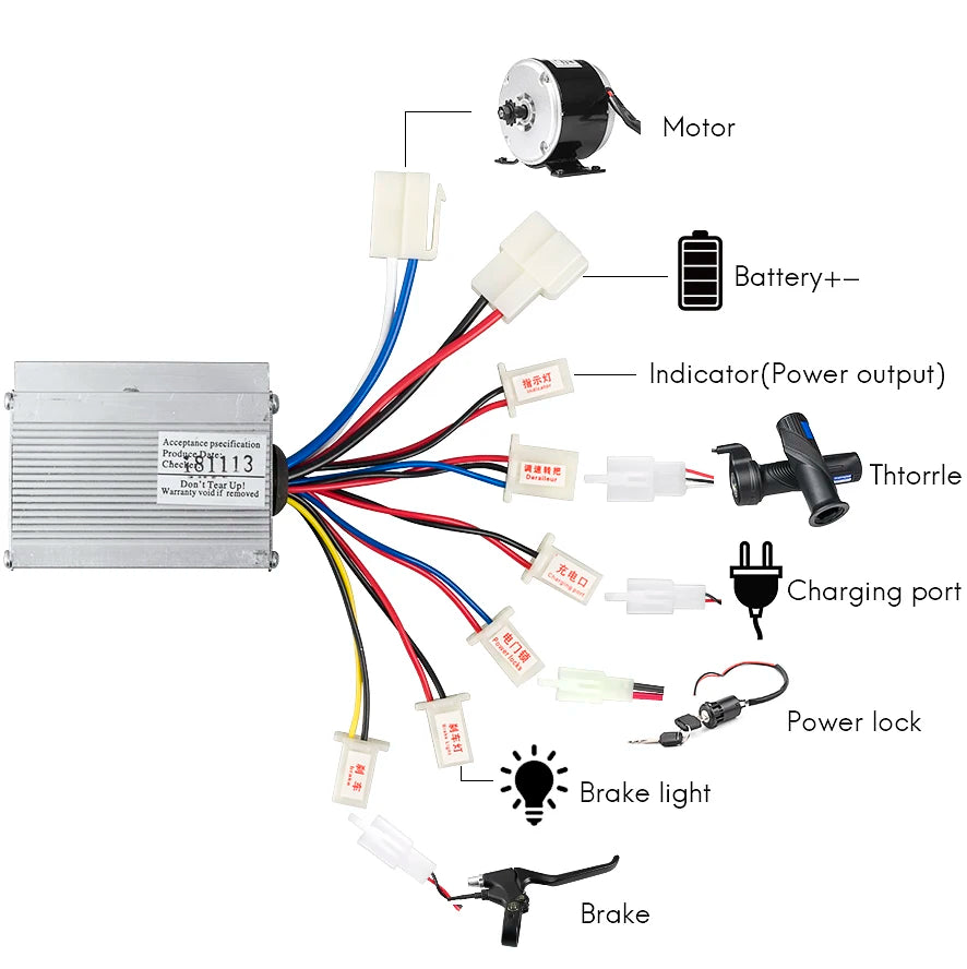 250W 24V DC Brushed Motor Kit 24V Controller 65T Tooth E Bike Conversion Kit Bicicleta Electrica Electric Bike Escooter Kit