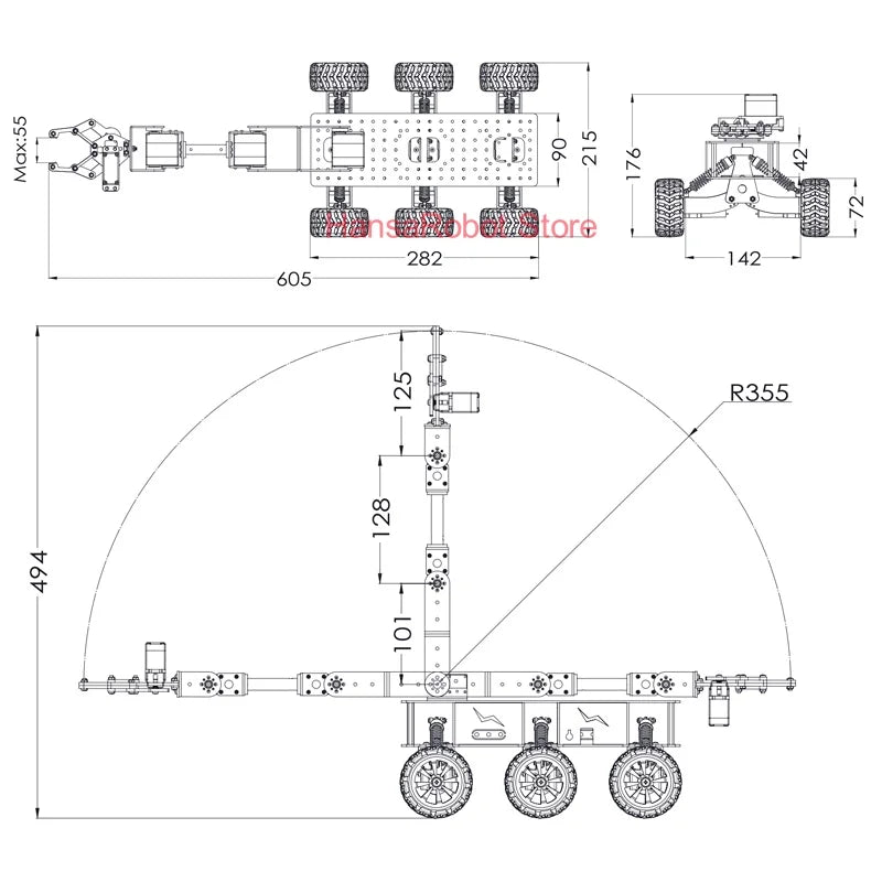 6WD PS2 Model Airplane Remote Control Off-road Shock Absorber Robot Car Robotic Arm Intelligent Car Chassis For Arduino