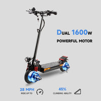 Two Wheels 1600W Dual Motor Electri Scooters Fast 45km/h Speed Delivery 10 Inch Off Road Adults Mobility Scooter Free Shipping