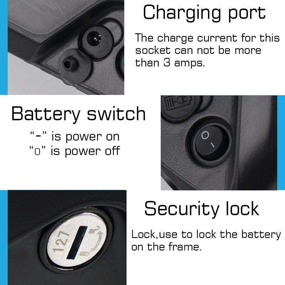 21700 Ebike Battery Pack with Samsung and LG Cells - 36V/48V/52V/60V/72V Options with Downtube Jumbo Polly for 500W-2000W Scooter and Electric Bike Conversion Kit