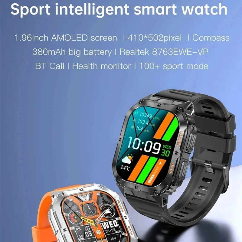 Gaines Smart Watch K61 Pro Men Bluetooth Call 1.96inch AMOLED Screen Compass AI Voice Health Monitor Sport Fitness Tracker Smart