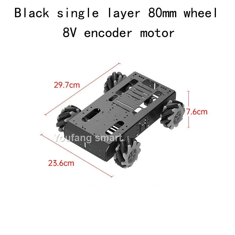 10KG Load 4WD Omnidirection Mecanum Robot Car 97mm Wheel 12V Encoder Motor Metal Chassis for Arduino for Raspberry Pi Robot Kit