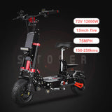 2023 New 72V 12000W 13inch Road Fat Tire 110-120km/h 75MPH Speed Power Electric Scooter