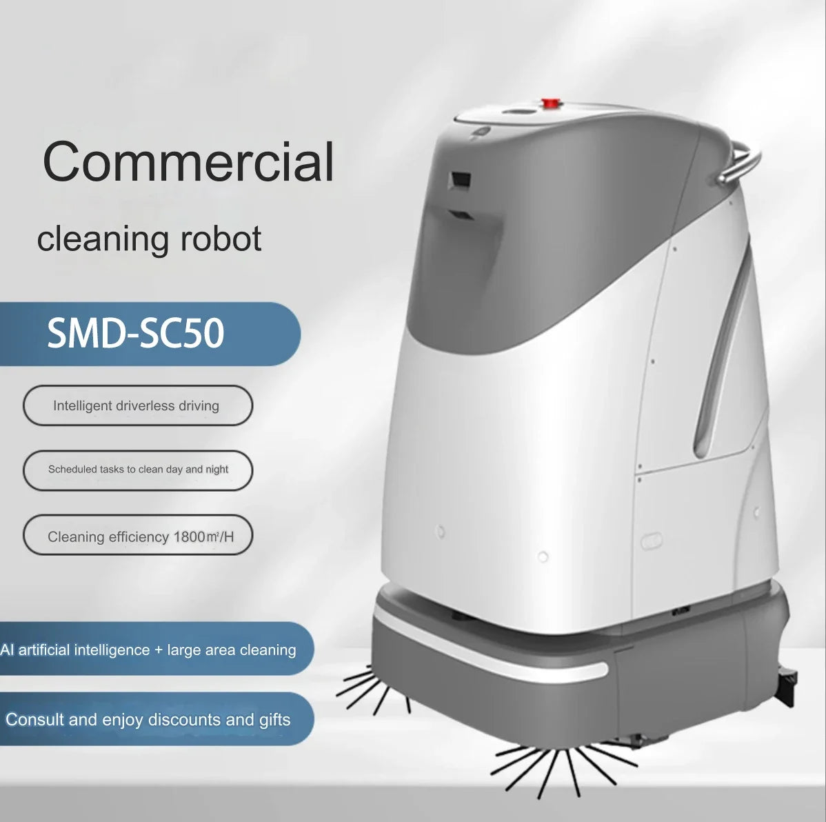 SC50 industrial robotic road sweeper smart sweeper Robot Floor Scrubber Electric Commercial Vacuum Mopping Sweeping Cleaner