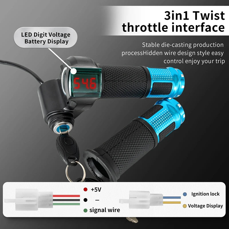 Kunray E-bike Twist Speed Throttle 12V-72V Scooter Electric Bicycle Accessories Handlebar Bike Throttle Parts for Motor