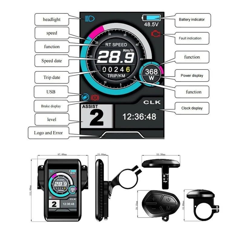 48V/52V 2000W Electric Bike Conversion Kit - Brushless Gearless Hub Motor (Front / Rear) with MTX39 Rim & 40A Controller