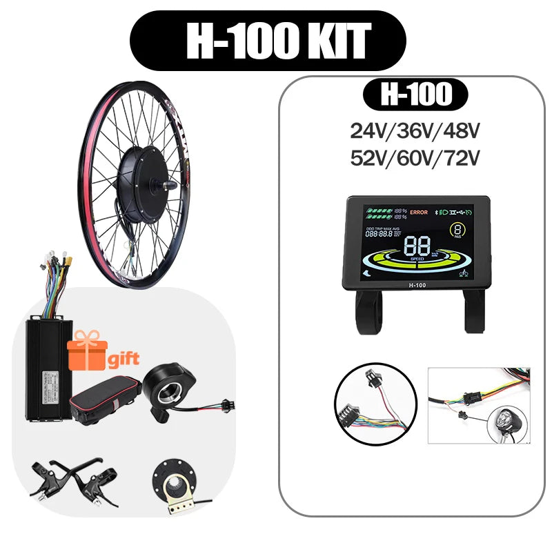 48V/52V 2000W Electric Bike Conversion Kit - Brushless Gearless Hub Motor (Front / Rear) with MTX39 Rim & 40A Controller