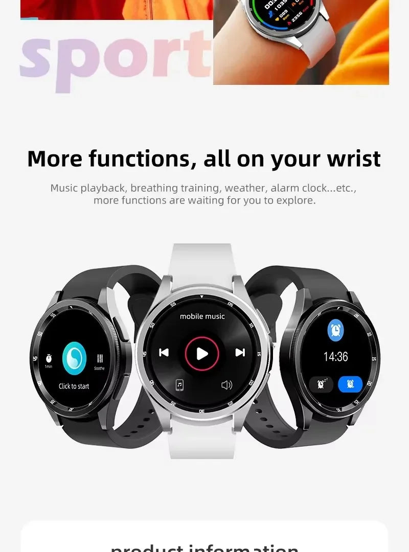 Gaines JS Watch6 Max Smart Watch BT Calling AI Voice Compass Outdoor Sports Fitness Tracker Health Monitor Men Smartwatch
