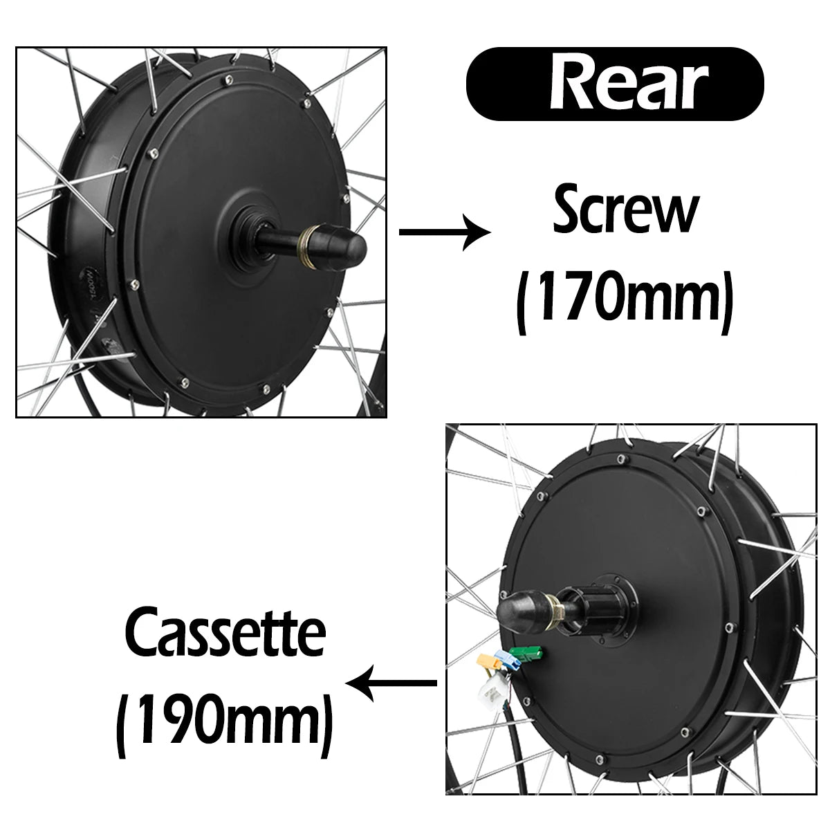 48V 1000W-1500W Fat Tire Electric Bike Conversion Kit - Waterproof Rear Hub Motor (20", 26" × 4.0")