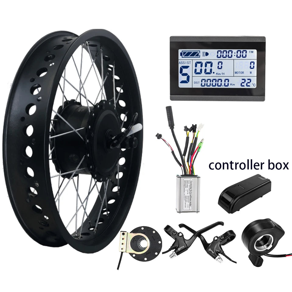 Fat Tire Electric Bike Kit 36V/48V 500W - Snow & Sand E-Bike Hub Motor Kit (20", 24", 26" × 4.0")