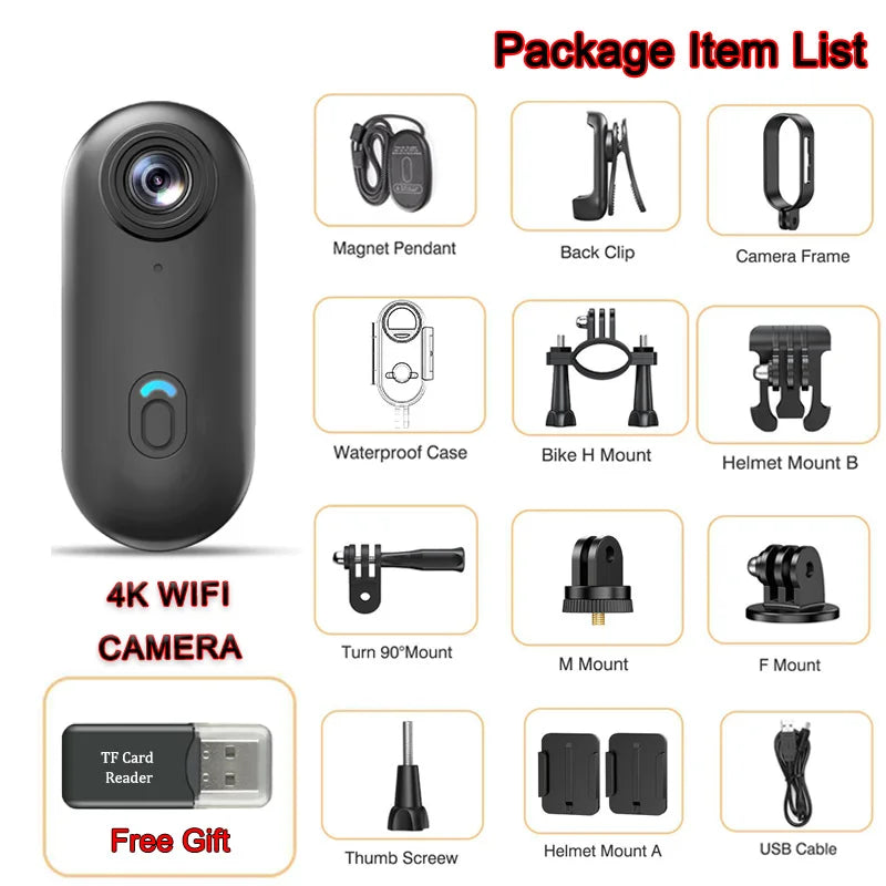 JETO H88 Mini 4K WiFi Body Camera with Magnetic Clip