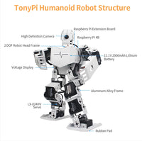 Hiwonder TonyPi Raspberry Pi AI Visual Intelliogent Programming Robotics with Wholesale Price