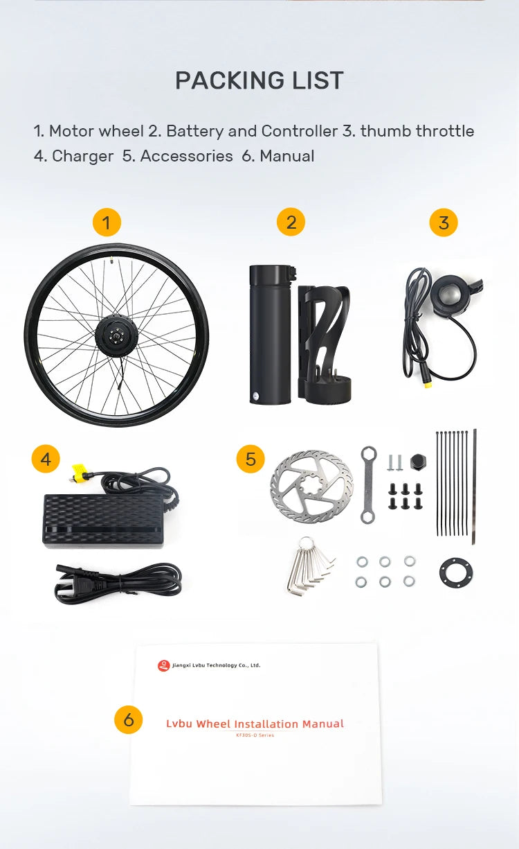 LVBU Complete Down Tube 250W 27.5 inch Electric Bike Conversion Kit with Portable Battery