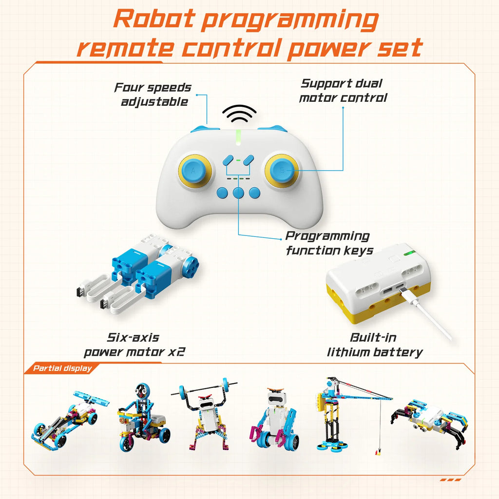 Dr. Luck Remote Control Toys Children's Programming Electric Building Block Robot Mechanical Power Kit Toy Boys and Gils Toy Set