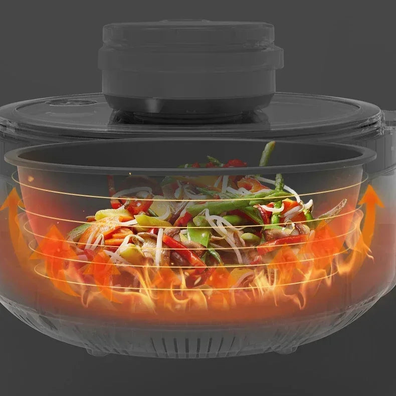 Household new cooking machine.Fully automatic. Intelligent robot. Can be used as a frying pan. Fried rice machine. Cooking pot.