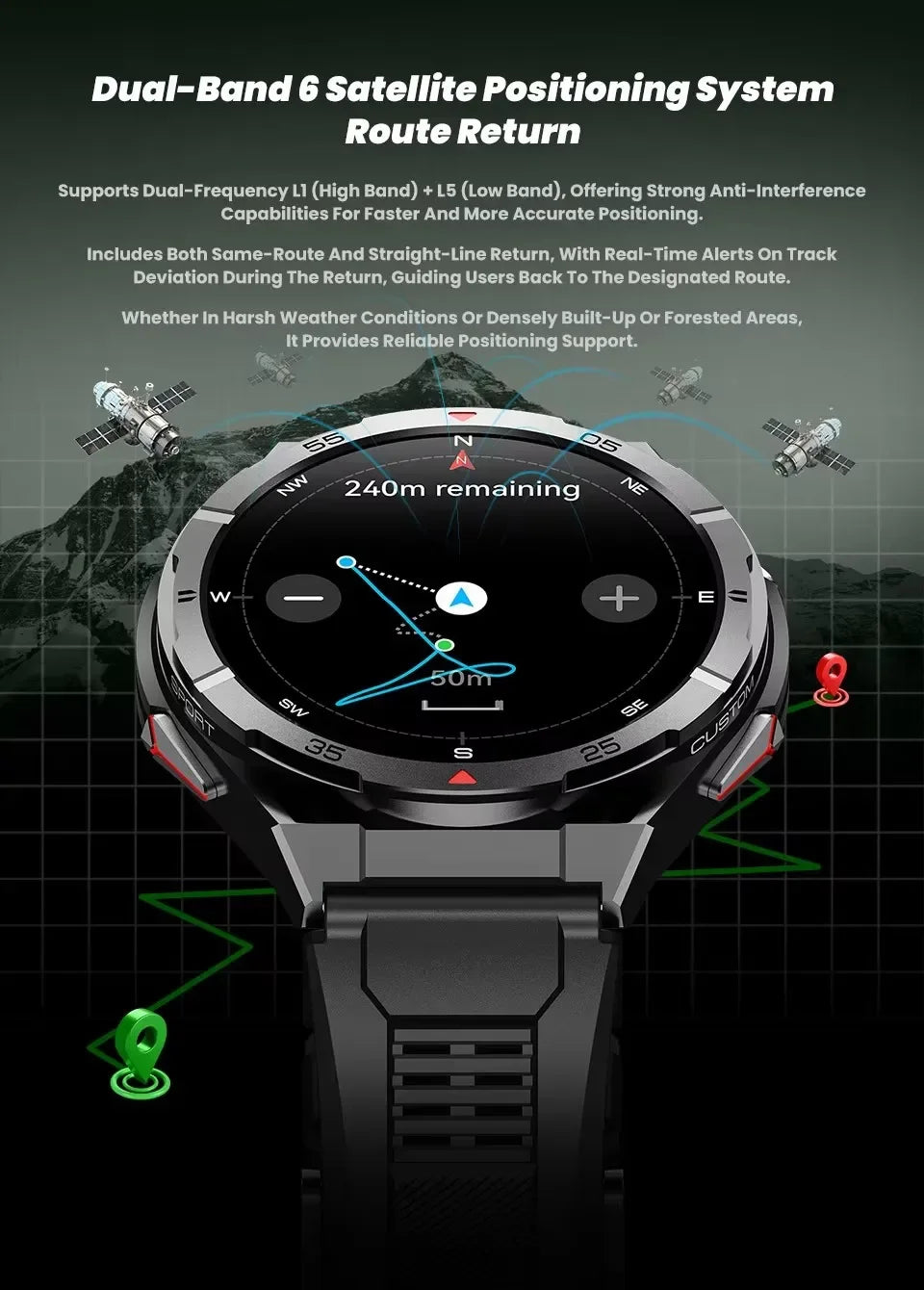 Gaines X2B Smart Watch GPS Positioning Men Outdoor Sport Bluetooth Calling AI Voice Health Monitoring Fitness Tracker Smartwatch