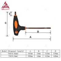 SIAECOSYS Wrench Hand Repair Tools T Handle 14mm Hexagon of plum T40&50 S2 Steel Spanner with blanket Tools bag for E-Motorcycle