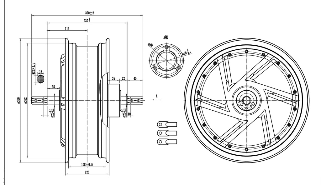 QS Motor 13*4.25inch 12000W 273 70H V4 High Power Hot Sale BLDC Gearless Motor In-wheel Hub Motor for Electric Scooter