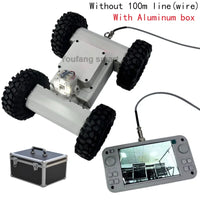 4WD Robotic Car Threading Pipeline Robot Ceiling Hole Reconnaissance Vehicle Video 100m Wired Transmission RC Tank with Handle