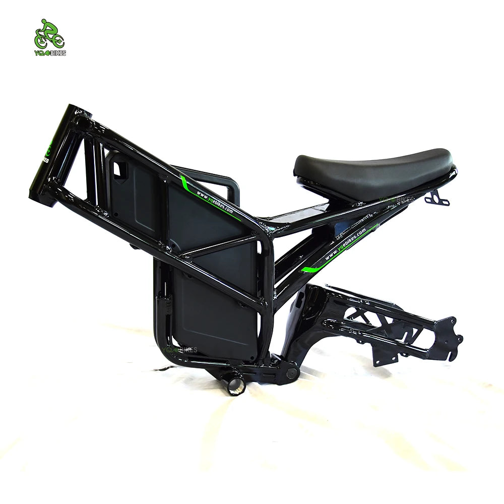 175mm Dropout Adult DIY Electric Bicycle Full Suspension 18650 20inch Fat Mountain Electric Bike Frameset：Battery Box+Frame+Seat