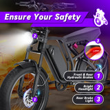 US/AU Local Delivery 1500W Electric Bike Bluvall R700 1500W 52V Long Range All-Terrain eBike For Outdoor Play 52V 25AH Long Range 35MPH 20" Fat Tire Waterproof All-Terrain E-Bike for Road Snow Beach