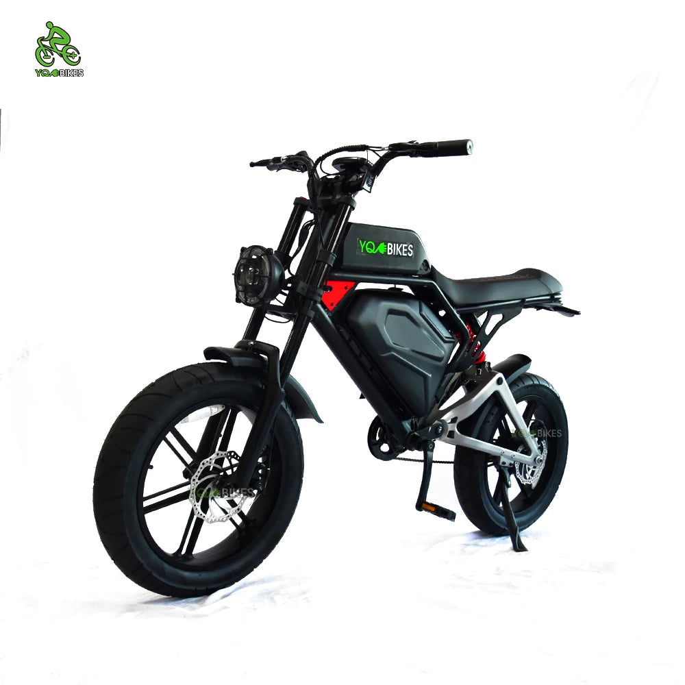 YQEBIKES Black 20inch Fat Tire 1000W 20Ah Electric Bicycle 48v ebike Battery Racing Full Suspension Snow Mountain Bike