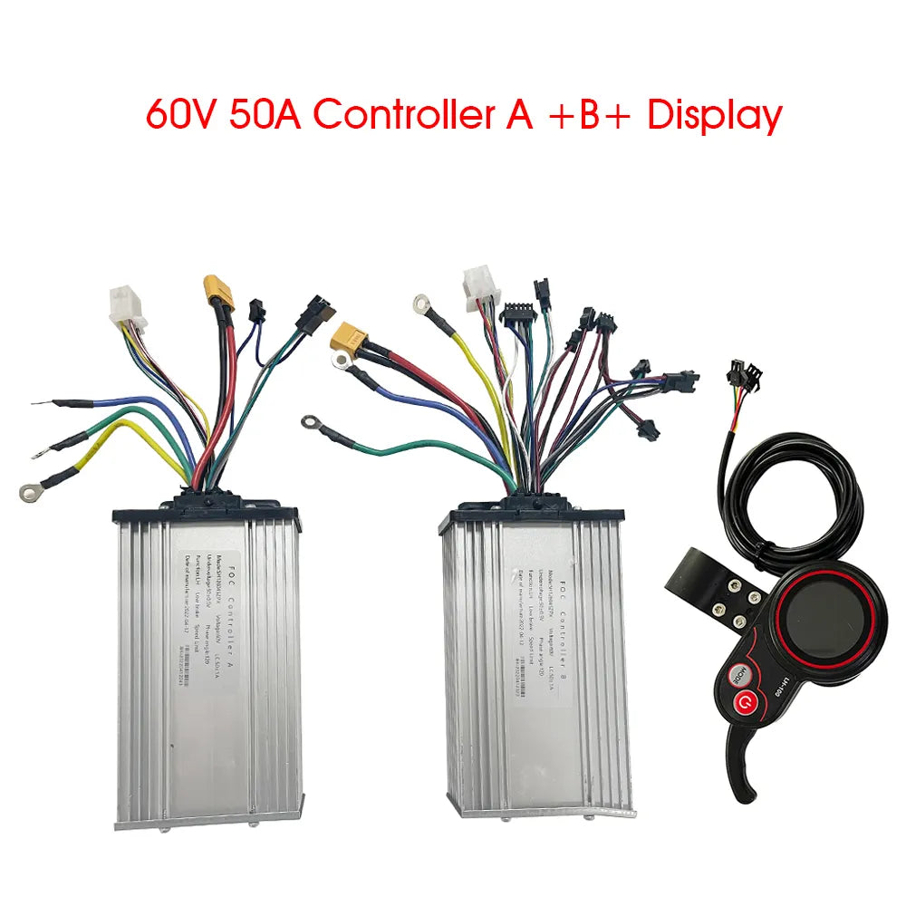 JB JingBo 60V 50A FOC Sine Wave Scooter Controller for 5000w 5600w 6000w 7000W 8000W 10000W e scooter LH-100 Display Accelerator