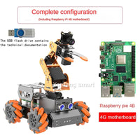 4WD Mecanum Wheel Robot Car with Camera Claw 4 Dof Robot Arm for Raspberry Pi 4B Robot DIY Kit Open Source AI Python Starter Kit
