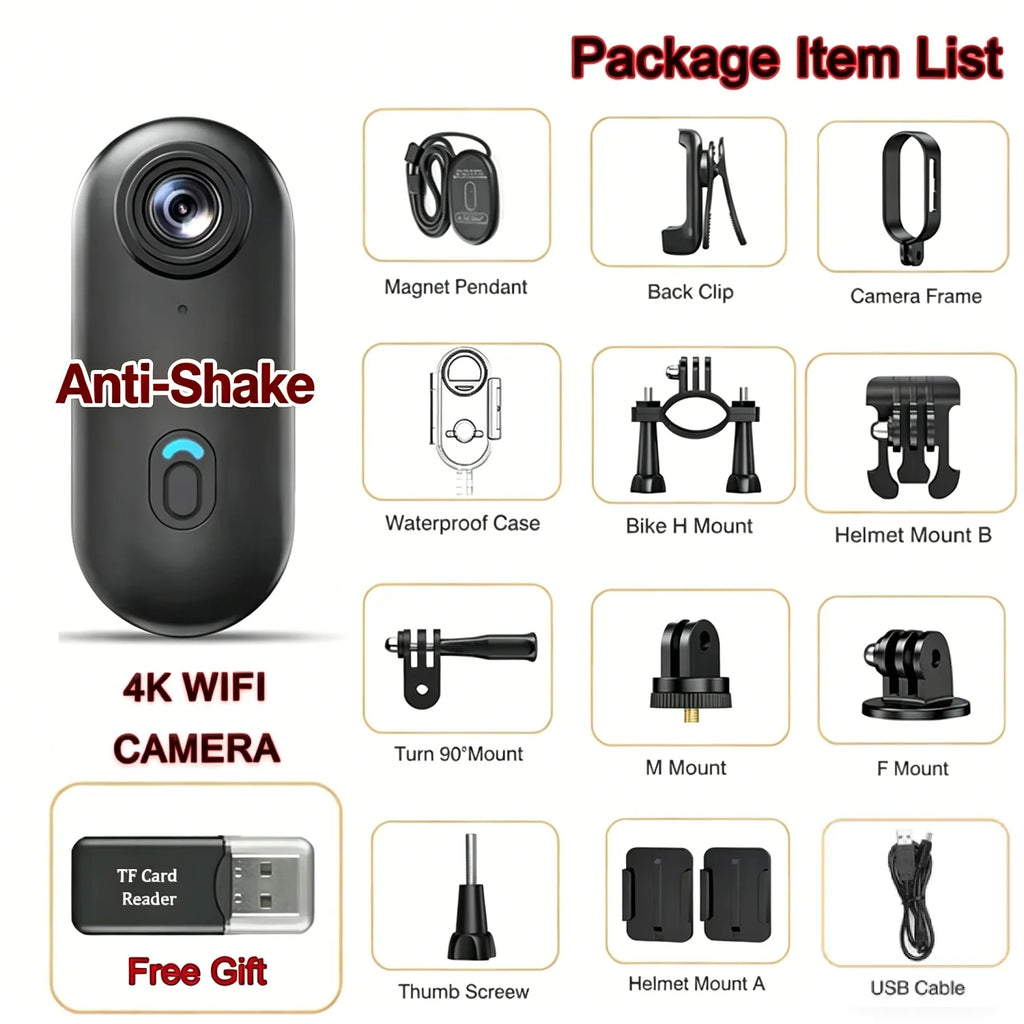 JETO H88 Mini 4K WiFi Body Camera with Magnetic Clip