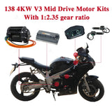 New QSMOTOR QS138 90H V3 with 1:2.35 gear box Rated 4KW 7200rpm Mid Drive Motor Kits with EM200-2SP Controller 200A 600A