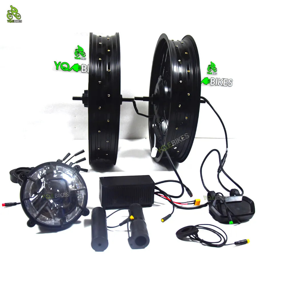 YQEBIKES DIY High Capacity Battery Dual Drive Front 1000W+2000W Ebike Accessories Electric Bike Conversion Kit for Assembly