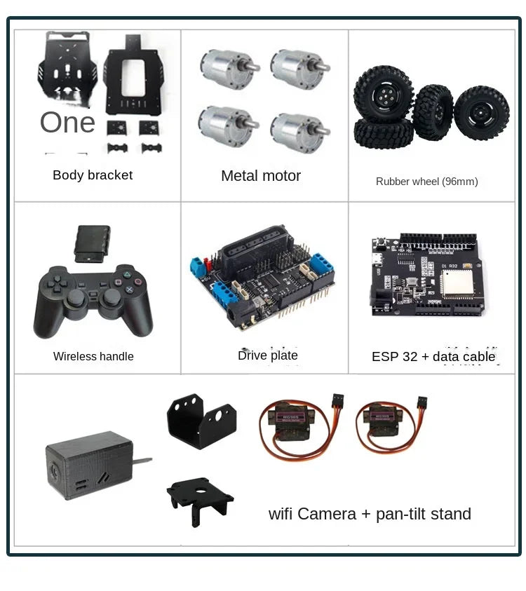 4WD RC Tank Ps2 Wireless VIdeo 12V DC Motor Trolley Support 4G Off-Road Car for C++ Robot DIY Kit VScode Programmable Robot Car
