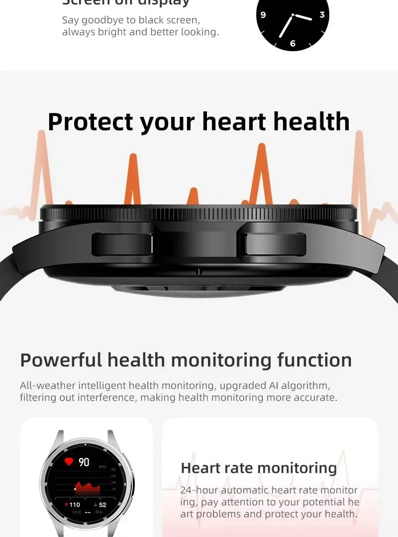 Gaines JS Watch6 Max Smart Watch BT Calling AI Voice Compass Outdoor Sports Fitness Tracker Health Monitor Men Smartwatch