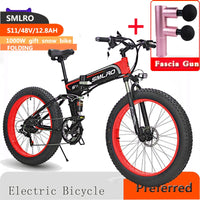 Powerful SMLRO S11 1000W Folding Ebike Convenient and Durable Aluminum Alloy Fat Electric Bicycle for Men and Women