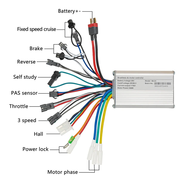 24V-48V 250w Electric Bike Brushless Motor Controller with LCD Display 124DX Electric Bicycle Scooter E-bike Part Accessories