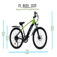 500W Mountain Ebike Road MTB: SMLRO C6-1 Electric Bicycle with Shock Absorbing Frame and 7-Speed for Men and Women